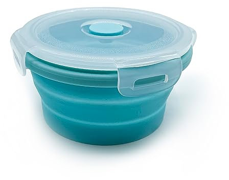 Kedisec Collapsible Camping Bowl, Silicone Bowl with Lid Lunch Box Salad Bowl Expandable Food Storage Container Folding Travel Bowl for Travel Camping Hiking (1200ml)