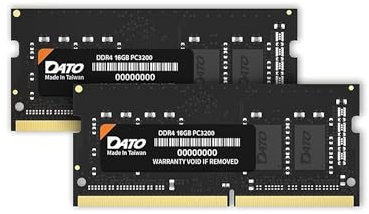 DATO 32Go Kit (2x16Go) RAM, DDR4 3200MHz PC4-25600 CL22 SODIMM 1,2V 260 Broches Non-ECC SODIMM, Module de mémoire pour Ordinateur Portable Mise à Niveau