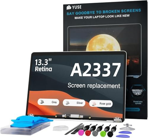 VisGenix Pantalla de repuesto de 13.3 pulgadas para MacBook Air Retina de 13 pulgadas finales de 2020 M1 A2337 (modelo: EMC 3598 MGN93 MGND3 MGN73 MGNA3 MGNE3 MGN63) 2560 × 1660 A Full LED LCD (oro