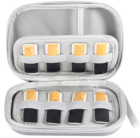 SPYMINNPOO Klarinettenblätter-Etui, Saxophon-Klarinettenblätter-Aufbewahrungskoffer-Halter, wasserdichte Blätter-Tragetasche, Aufbewahrungsbox für 20 Blätter mit Einer Kapazität (Gray)