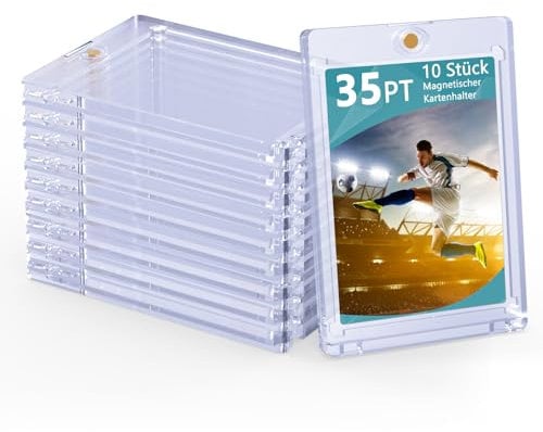 Magnetic Card Holder 35pt Magnetic Trading Card Holder Case 10 Pack Trading Card Display Frame Card Holders Transparent Hard Card Sleeves Savers Protectors for MTG Yugioh Sports Cards