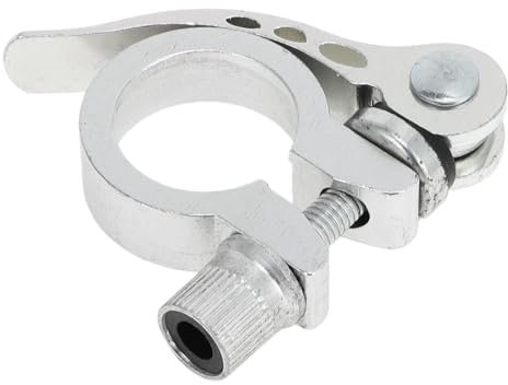 Motoforti Universal Bike Bicycle Seat Post Clamp Seatpost Collar, 25.4mm, Quick Release, Aluminum Alloy, Silver Tone