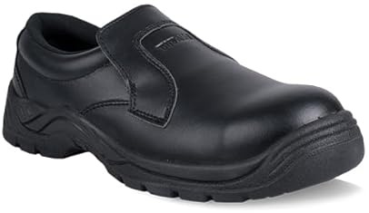 Titan Safety Footwear Protek Black White Hygiene Slip-On Safety Shoes, Mens Womens Steel Toe Cap Shoes, Kitchen Shoes, Nursing Shoes, Orthopedic Shoes, Non-Slip Work Shoes, Work Utility Footwear
