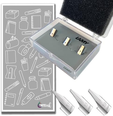 Lamy Safari Spare Nib Kits - Polished & Black Stainless Steel: Choose 5 Nibs or 3 Nibs - Protective Box Included! (3 Polished Stainless Steel Nib Collection (Calligraph Nibs))