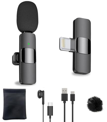 HZBWCO Lavalier Mikrofon Kabellos kompatibel mit iPhone/iPad, Plug-Play Wireless Ansteckmikrofon mit Rauschunterdrückung für Vlogging, Video, Podcast, Interview, YouTube-Aufnahme(1 Mics)
