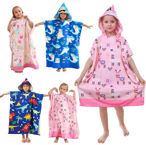 BITOYO Badeponcho mit Kapuze, Extragroßes Handtuch Kinder Mikrofaser Strandtücher Schwimmen Pool Handtuch Badetuch Duschtücher für Mädchen Jungen mit Einer Körpergröße von 120–170 cm (Alpaka)