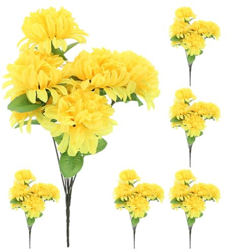 BESPORTBLE 6 Künstliche Blumenstraußdekorationen Künstliche Blumen Künstlicher Blumenstrauß Künstliche Friedhofs Gedenkblumen Grabstein Chrysanthemen Künstlicher Blumenstrauß