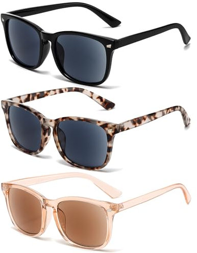 Fsread 3er-Pack Sonnenlesebrille Lesebrille Outdoor-Sonnenleser Getönte Lesehilfe Klassisch Retro Stil UV400 Schutz für Herren und Damen +3.0
