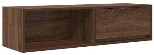 vidaXL Brown Oak TV Cabinet - 100x31x25.5 cm Wall-Mount TV Stand/Bench with Shelf & Drawer - Engineered Wood for Living Room/Bedroom