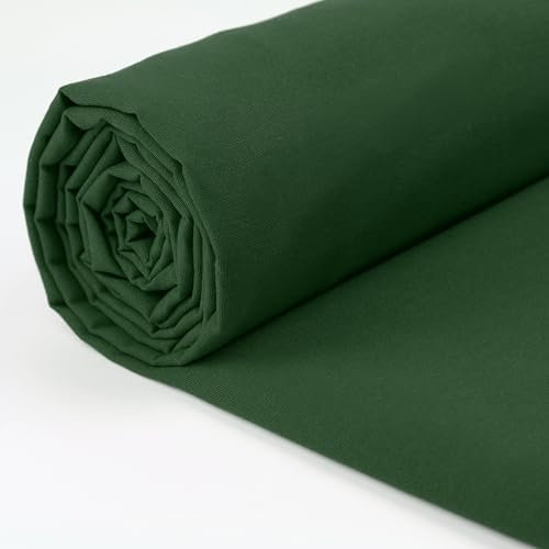 A-Express 100% Baumwollstoff - 150 cm (60 Zoll) Breit – Uni Baumwoll stoff Meterware - Ideal für Patchwork, Nähen, Vorhang, Futter, Bettwäsche, Schneiderei, Kissenbezüge - Dunkelgrün 2 Meter