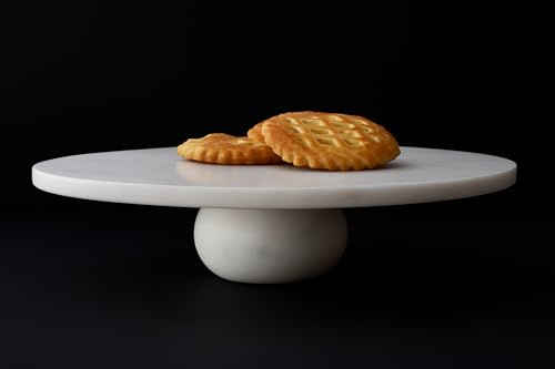 Maison de Bucks Mayfair Heavy 100% White Marble Cake Stand – Handcrafted Solid Marble Dessert Display – Elegant Modern Centrepiece for Cakes, Pastries & Afternoon Tea