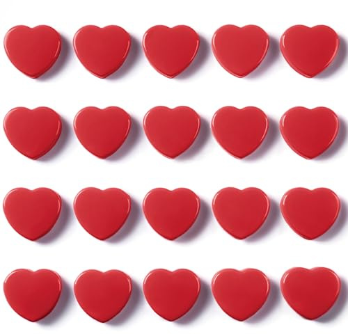 DUJEQM Fridge Magnets - 20 Pcs Strong Magnet, Red Heart Small Magnets for Whiteboard Crafts, Notice Board, Kitchen & Office - Decorative Mini Magnets Heavy Duty Magnet for Adults School Office Home