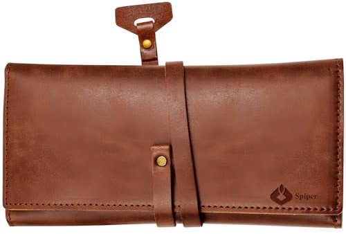 SPIPER Astuccio per pipa in PU-Leder, realizzato interamente a mano, 7 scomparti con diverse funzioni, astuccio porta tabacco in pelle, astuccio per strumenti da pipa, astuccio deodorante per tabacco