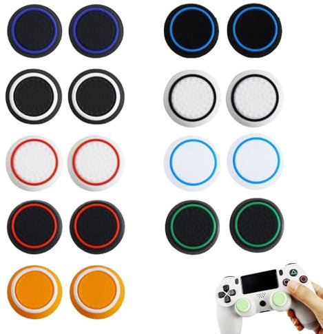 Joystick - Set di 20 tappi per controller PS5, in silicone, per controller PS4, per Xbox One Series, tappi per manopole per pollice, joystick Thumbsticks, inserti di protezione (diversi colori) (C)