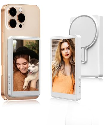 ZHAOCAILIN Vlog Selfie Monitor Bildschirm Telefon mit Rückkamera Display, 1080P Wireless Recording Magnetic Mount, Kompatibel mit iPhone/Android für TikTok, Selfie Vlog, Live Streaming