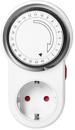 Mechanische Zeitschaltuhr Schuko 230V~ 50Hz – Steckdosen-Timer bis 3680W, IP20, 1 Tagesprogramm – Kompakte Zeituhr für Haushalt & Büro, einfache Bedienung