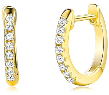 Daesar Gold Creolen 585 Echtgold Damen, Ohrringe Hoop mit Diamant Hochzeit Ohrringe Creolen Nickelfrei