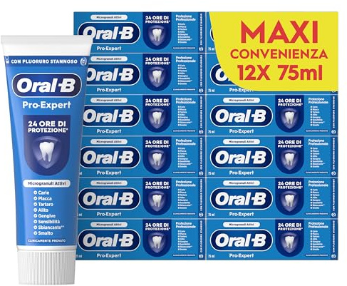 Oral-B Dentifricio Pro-expert Protezione Professionale 12x75ml, Dentifricio Formato Convenienza, Clinicamente Provato, Pulizia Denti Efficace, Alito Fresco, Sapore Menta Dolce