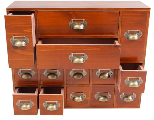 Armoire de rangement avec 14 tiroirs - Organiseur de tiroir de table - En bois vintage - 3 tailles différentes