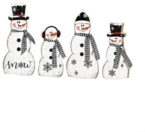 Winter-Schneemann-Dekoration, Holzfigur mit europäischem Stil, Schreibtisch-Ornament aus natürlichem Holz, glatte Kanten für sichere Platzierung