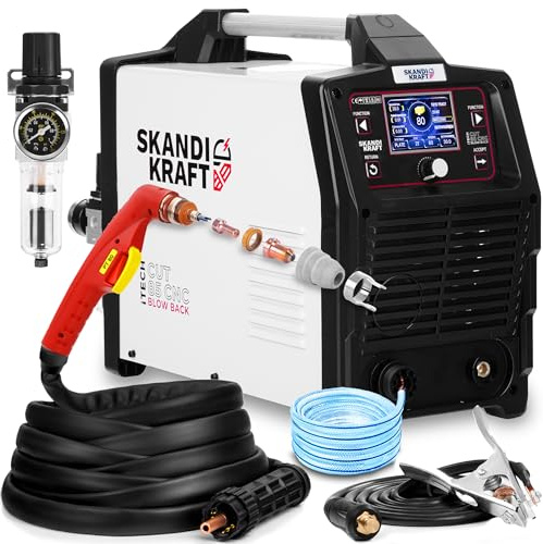 Taglierina al plasma 400 V 85 A CNC | SKANDI KRAFT iTECH CUT 85 Plasma Cutter con accensione Blow Back & Synergic | Saldatrice industriale al plasma 42 mm di spessore di taglio | Saldatura al plasma