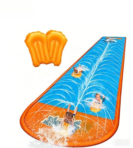 hickened PVC Water Slide with Sprinklers, Backyard Water Slip n Slide for Kids Adults, Summer Outdoor Lawn Water Toy for Family Interactive Games, Swimming Pool Party