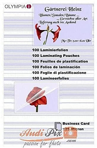 Olympia Laminierfolien Visitenkarten, 125 Mikron, glänzend, 100 Stück, 9179