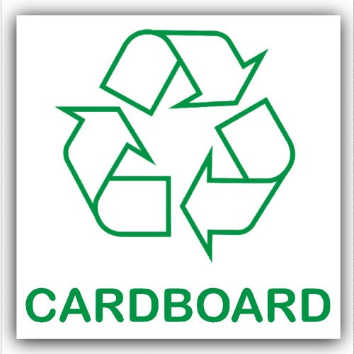 1 x R8 Cardboard Recycling Bin Self Adhesive Sticker-Recycle Logo Sign-Environment Label 100mm