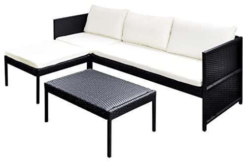 vidaXL Gartenmöbel Poly Rattan 3-TLG. Lounge Sitzgruppe Sofa Sitzgarnitur