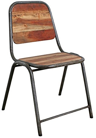 STUFF Loft Stuhl Acaciawood Iron Dining Slim - Handmade Stuhl aus Altholz und Altmetall im Industrial Vintage Style