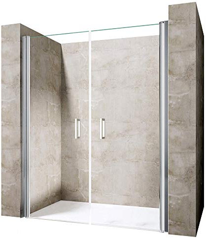 Durovin Bathrooms 1200mm Double Shower Door with Frameless Pivot Hinge Style - Reversible Shower Enclosure Door - 6mm Thick Safety Glass