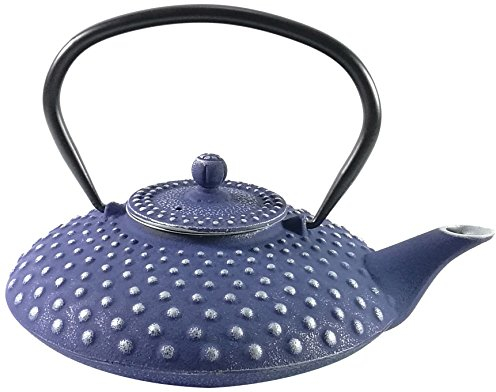 Buckingham Cast Iron Pimple Pattern Tetsubin Japanese Style Teapot 800 ml with Stainless Steel Mesh Infuser, Kettle, Blue/Silver, 18.3 x 18.3 x 8.9 cm