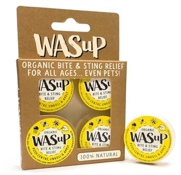 WASuP Organic Bite and Sting Relief Wipes for All Ages - Suitable for Kids - Compact On-The-Go Solution - Instant Relief for Most Stings, Bites, Nettles, Jellyfish
