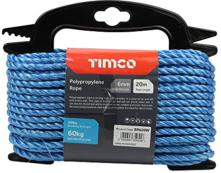 TIMco BR620W Polypropylen-Seil, 6 mm x 20 mm, mittelgroß, Blau