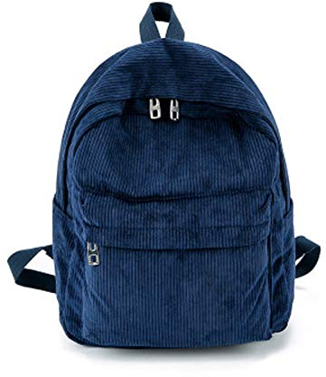 Behavetw Unisex Schulrucksack, Vintage, Casual Cord, solider Rucksack, leicht, wasserabweisend, blau, Free Size