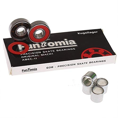 FunTomia 8, 16 oder 32 Stück 608er 2RS MACH1 Renn Kugellager/Lager + Spacer z.B. für Inliner Skates Skateboard Rollerblade Waveboard und Longboards (16 Stück)