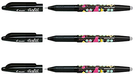 PILOT Frixion Ball Tintenroller 10 Jahre Frixion-Edition im Clip-Art-Design 3er Set schwarz