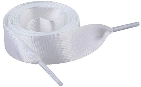 Jamron Plat Soie Ruban Satin Lacet 2CM Large pour Sneakers Ballerines Escarpin P13 Blanc 120 CM