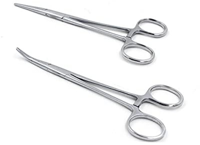 ABMRO Hämostat-Pinzette, gerade, gebogene Klemme, Verriegelungspinzette, Klemme für Haustier-, Hundepflege, Ohrenhaar-Reinigungswerkzeuge (14 cm), 2 Stück