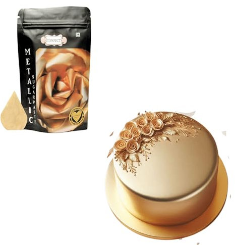 Confect Champagne Gold Sugar Paste, Pastel Edible Sugar Paste, Fondant for Cake Decoration, Edible Fondant Chefs Choice for Cake Decorating - 250 GMS