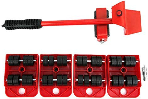 Walfront Möbeltransportrollen Set, Schwere Möbel bewegen, Rot, 4 Rollen, 105 x 80 x 22 mm, Klappbar, Kunststoff & Eisen
