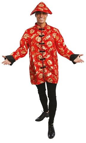 P'TIT CLOWN - Costume Nouvel An Chinois - Déguisement pour Adulte - Parfait pour Fêtes Costumées et Évènements à Thème - Polyester - Rouge