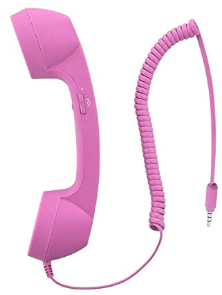 CellCase Telefonhörer im Vintage-Retro-Stil, 3,5-mm-Telefonempfänger, Mikrofon, Lautsprecher für iPhone, iPad, Handys, Smartphone, Rosa
