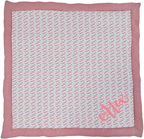 Gepolsterten Krabbeldecke mit dem Isolieren gegen die Kälte PERSONALIZIERTE mit NAME. Verfügbar in mehrere Modellen, Farbene und Große. (Flamingo, 120x120 cm)