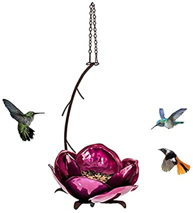 Rpporm Sensation Rosa Kegelblume Stehendes Vogelhaus Futterhaus Vögel Vogelhäuschen, Innenhof Bird Feeder, Vogelfütterungsstation, Dekorative Gartenpfahl Kunst Metall Birdfeeder Mit Ständer