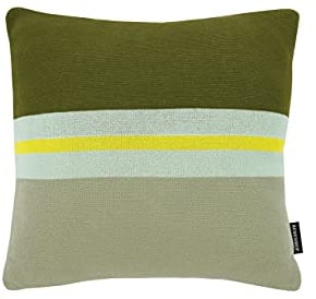 REMEMBER Strickbaumwollkissen Salvia - 45 x 45 cm - Gestreiftes Strickbaumwollkissen