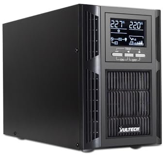 VulTech GS-1KVAS Rev. 2.4 Gruppo di continuità UPS online Serie SERVER 1000VA 1000Watt, Display LCD, Onda sinusoidale Pura, 2x Bipasso/Schuko + 1 IEC13 + USB, Funzione Overload, AVR, Cortocircuito