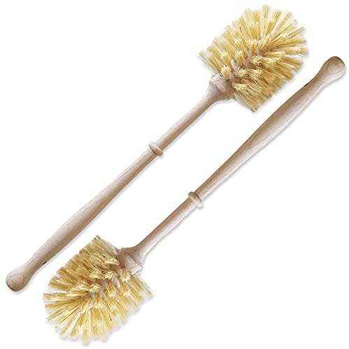 Juego de 2 escobillas de inodoro de madera, con cerdas de fibra, fabricado en Alemania