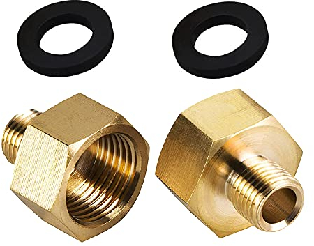 Adattatore per gpl, CJBIN Adattatore per Fornello a Gas, Adattatore Bombola Gas, Adattatore per Tubo del Gas in Rame da 1/2 a 1/4, con 2 Guarnizione di Gomma, per Barbecue a Gas o Piano Cottura