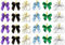 24 Stück Lurex-Glitzer-Schleifen Weihnachtsbaum 6 cm mit Befestigungs-Clip (Weiss+Creme+Hellblau+Schwarz+Flieder+Gruen)